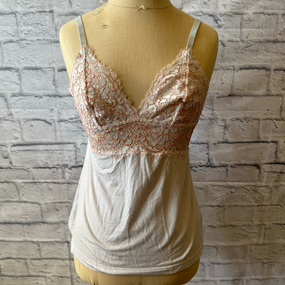 Cosabella Ice Blue/Light Gray Jersey Knit and Lace Camisole Women's Size Medium - Picture 3 of 10